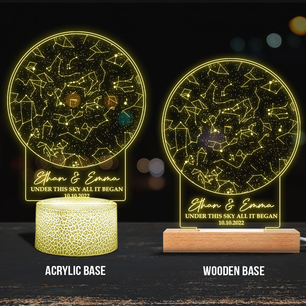 Sous ce ciel, tout a commencé - Socle lumineux personnalisé en forme de mari et femme