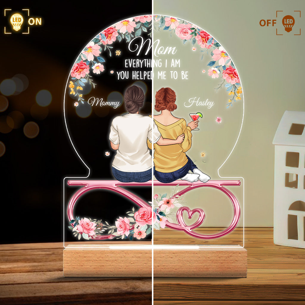Tu m'as aidée à devenir maman - Plaque lumineuse personnalisée en forme de mère