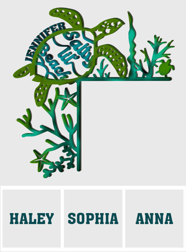 Salty Lil' Beach - Décoration personnalisée pour cadre de porte en forme de tortue