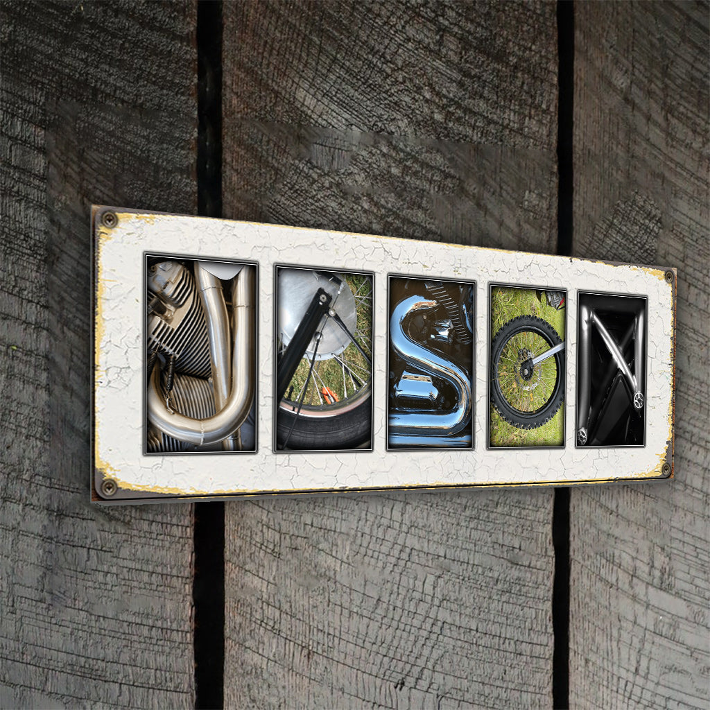 Motorcycle Name Art Metal Sign - Personalized Biker Cut Metal Sign