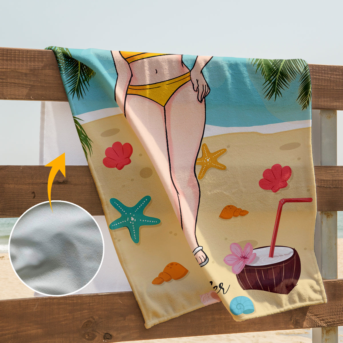 Sel dans l'air, sable dans les cheveux - Serviette de plage personnalisée pour amoureux de la mer
