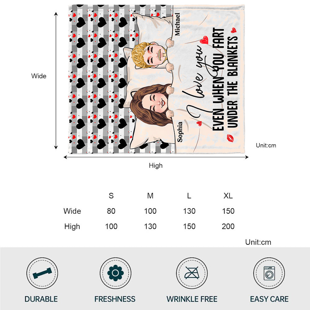 Je t'aime même quand tu pètes sous les couvertures - Couverture personnalisée pour couple