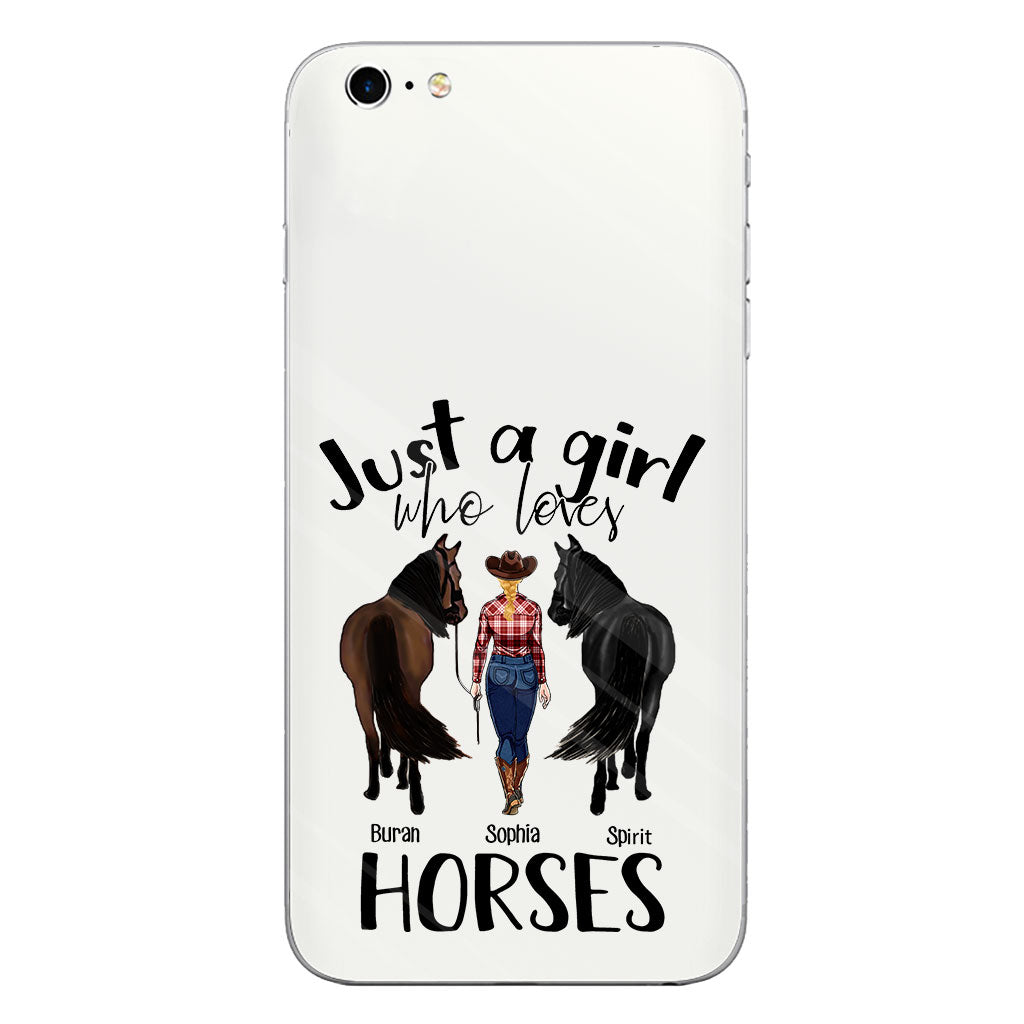 Juste une fille qui aime les chevaux - Coque de téléphone transparente personnalisée avec motif cheval