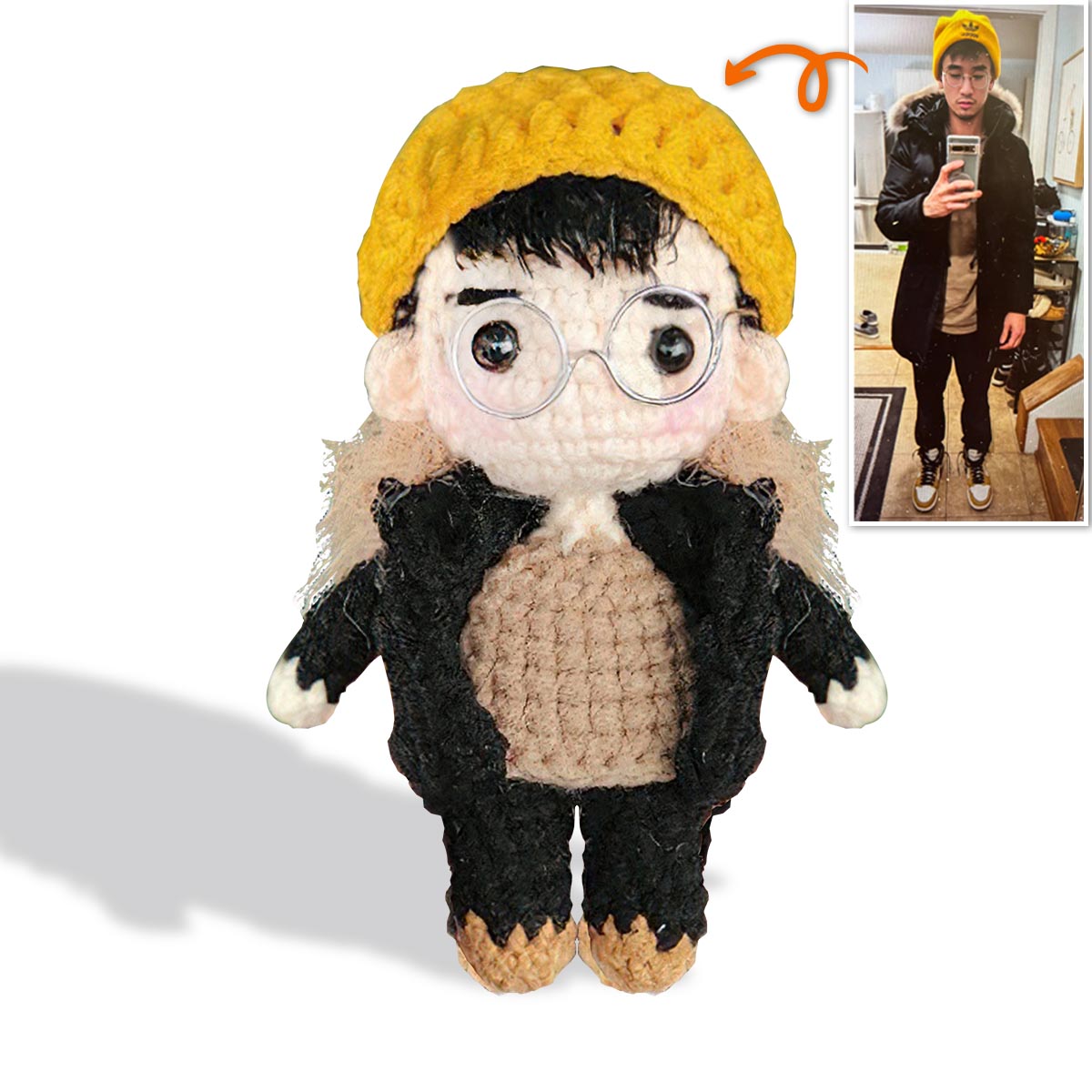 Poupée Mini Moi - Cadeau pour frère/sœur - Poupée tricotée à la main personnalisée