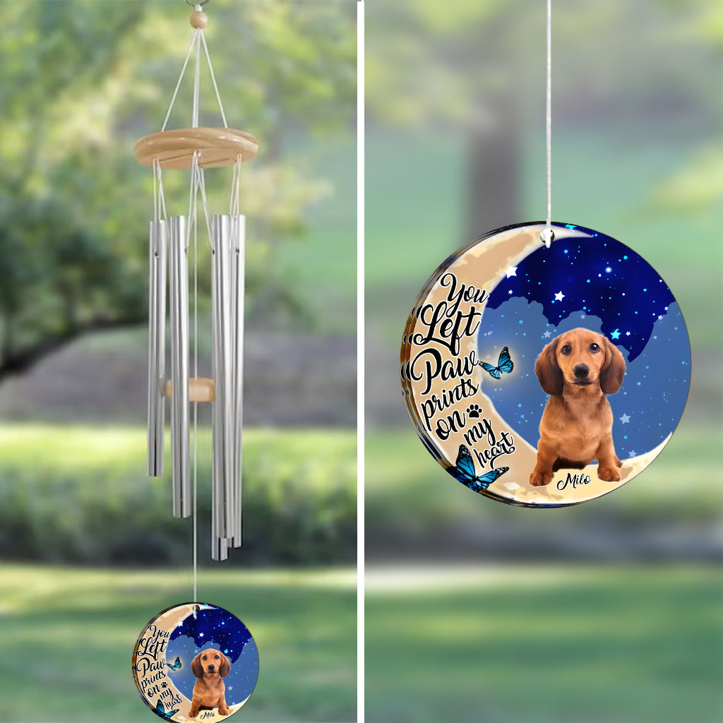 Empreintes de pattes sur mon cœur - Carillon éolien personnalisé pour chien