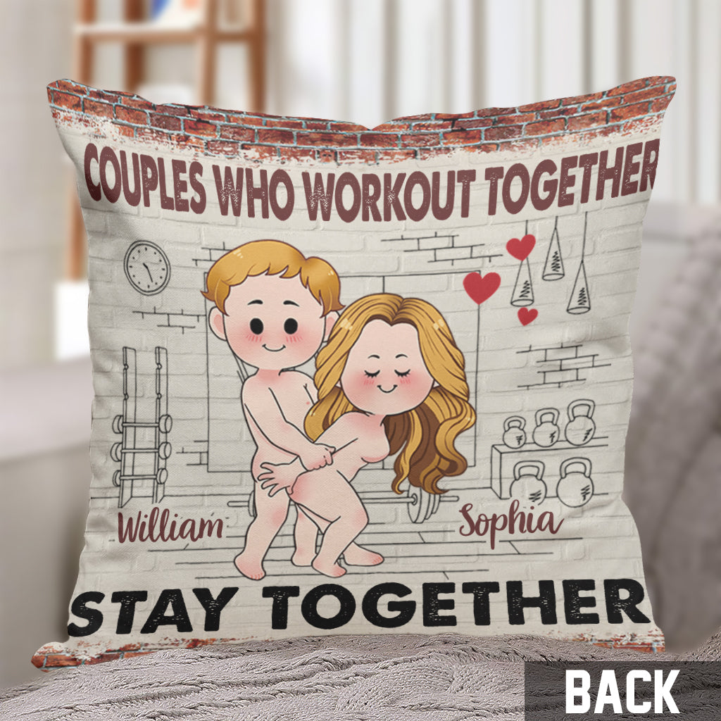 Faites du sport ensemble, restez ensemble - Coussin décoratif personnalisé pour couples