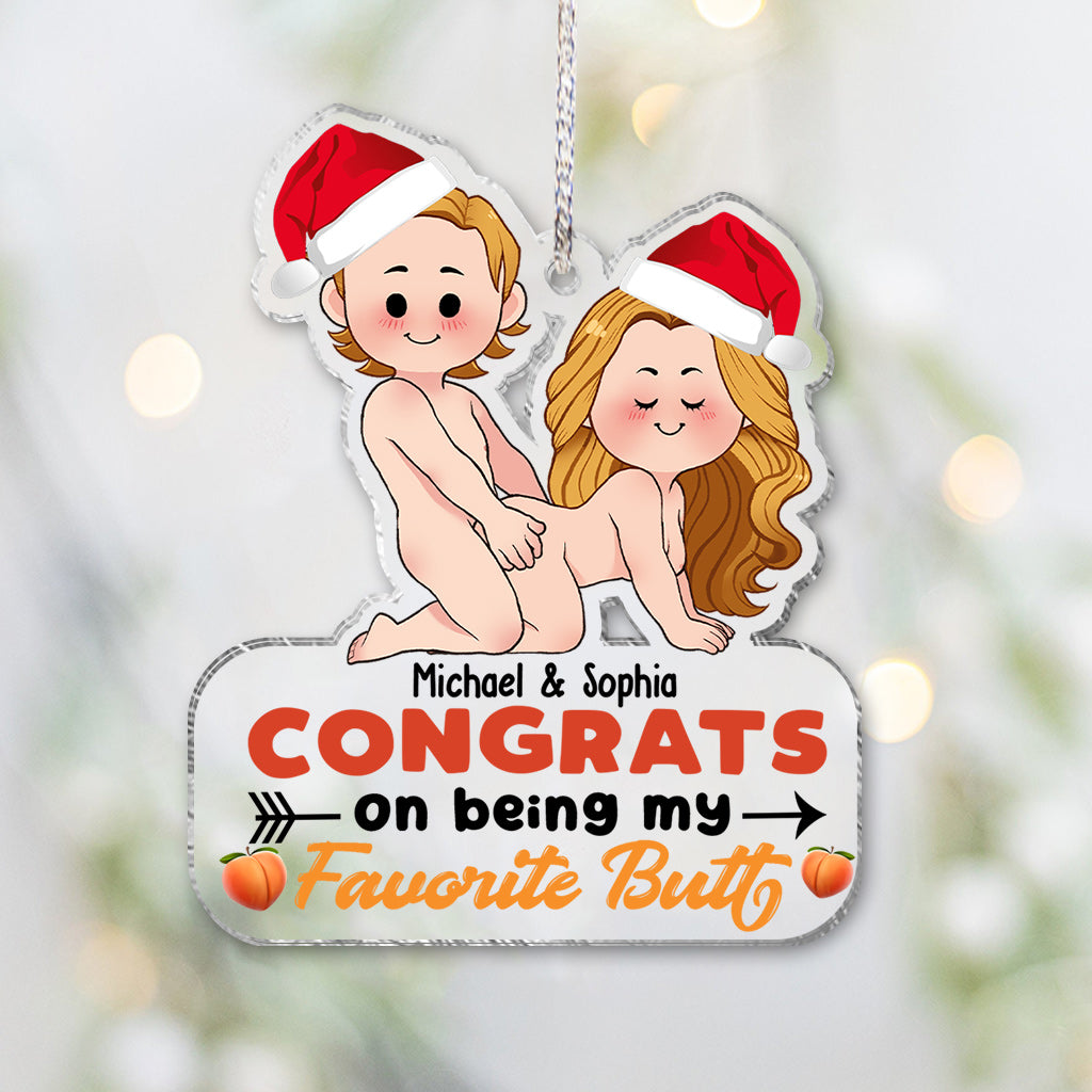 Félicitations pour être mon fessier préféré - cadeau pour petite amie, petit ami, femme, mari - Ornement transparent personnalisé