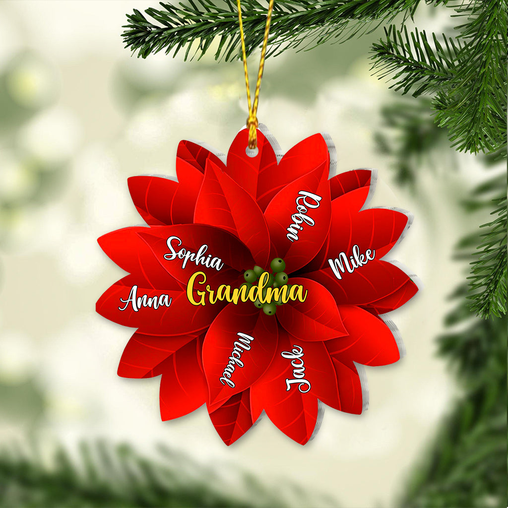Poinsettia de Noël pour grand-mère/maman/famille - Cadeau pour grand-mère - Ornement personnalisé