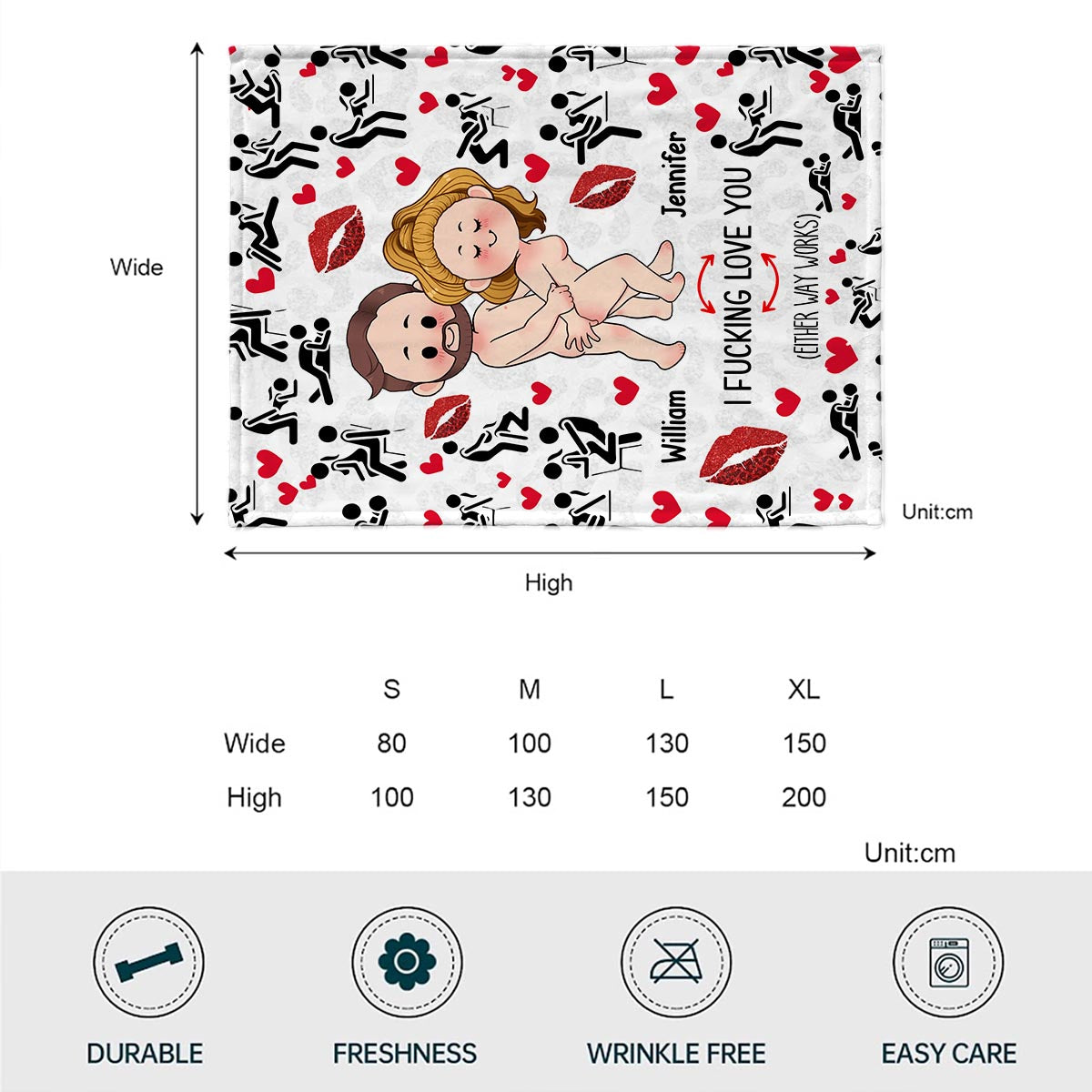 Je t'aime - Couverture personnalisée pour couple