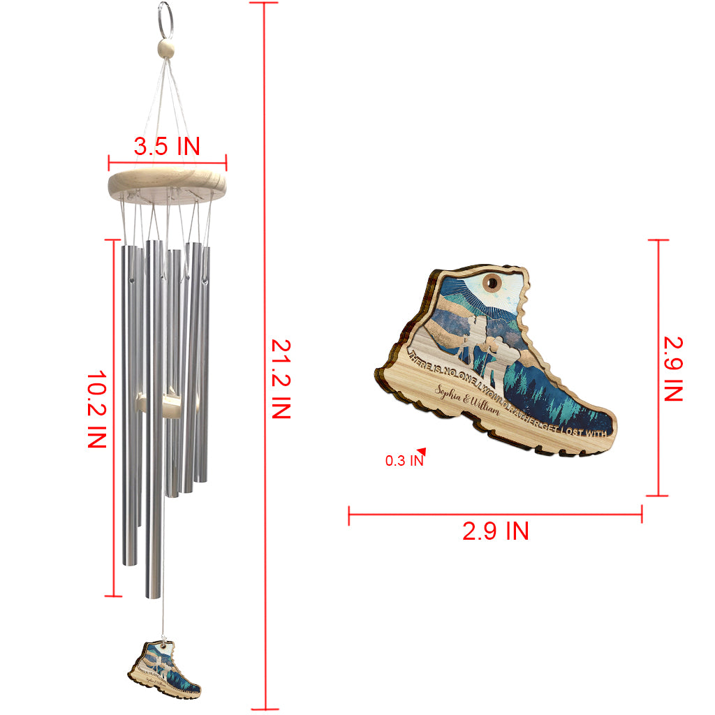 Il n'y a personne avec qui je préférerais me perdre - Cadeau de randonnée pour femme, mari, petit ami, petite amie - Carillon éolien personnalisé