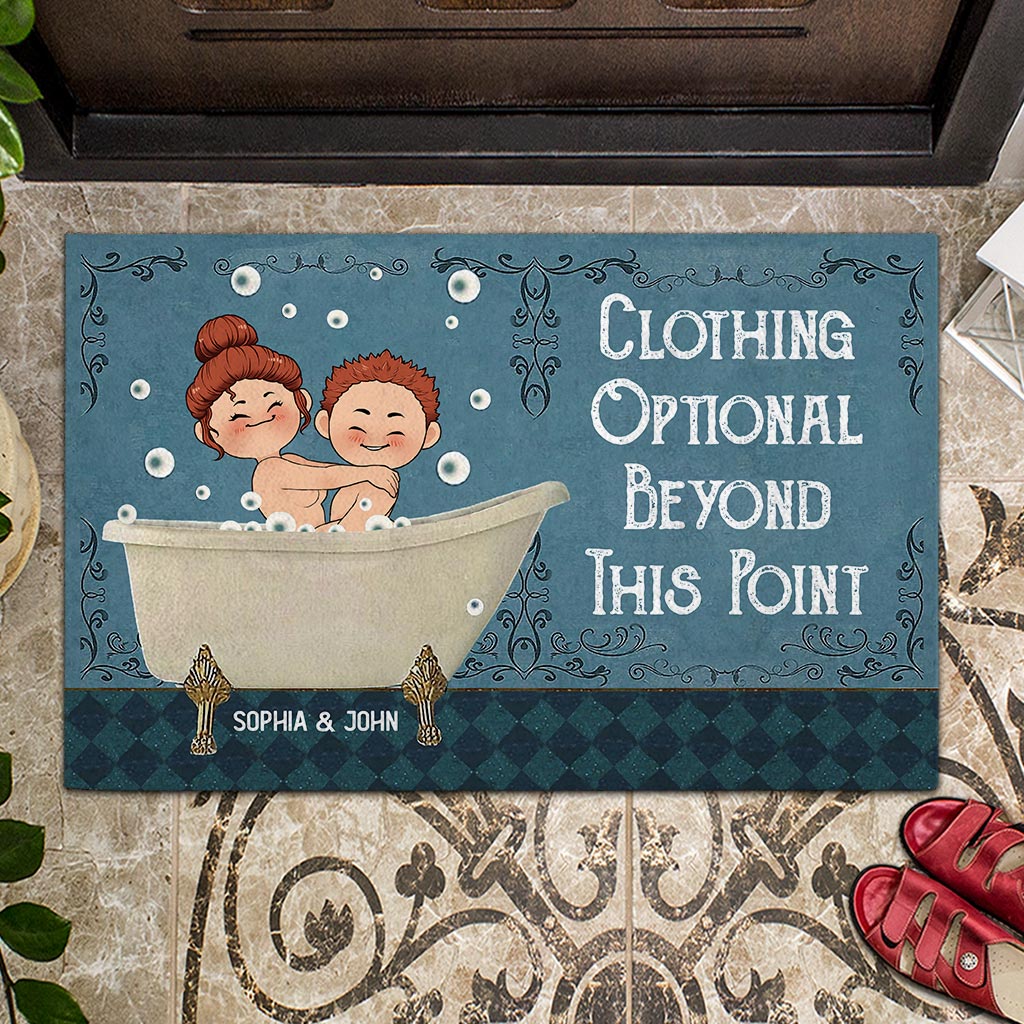 Vêtements facultatifs à partir de ce point - Paillasson personnalisé pour couple