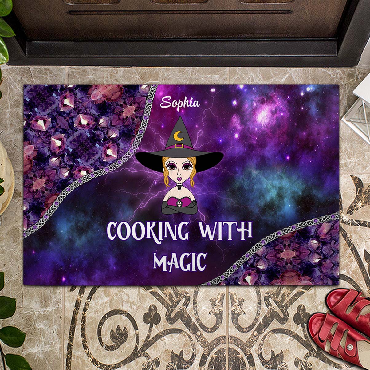 Cuisiner avec magie - Paillasson de sorcière personnalisé