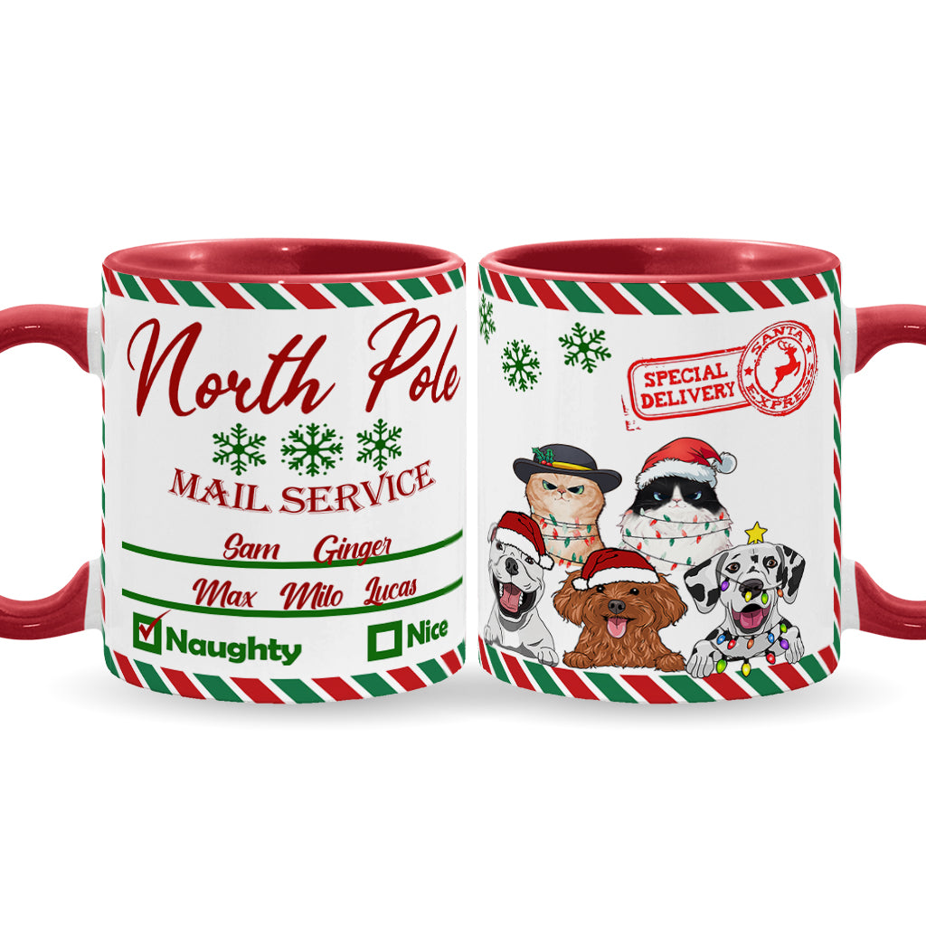 North Pole Mail Service - Personalized Dog Accent Mug