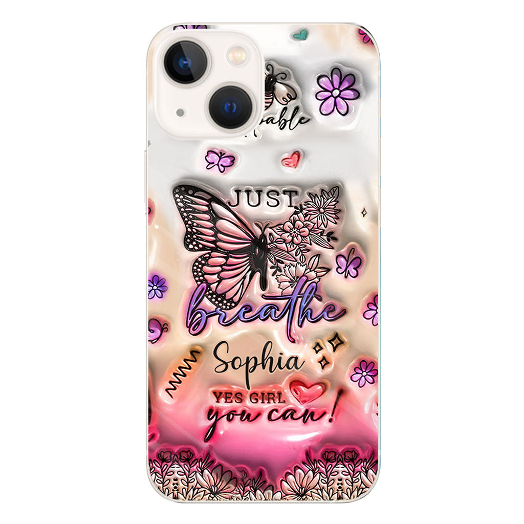 Positive Affirmations Butterfly - Personalized Butterfly Clear Phone Case