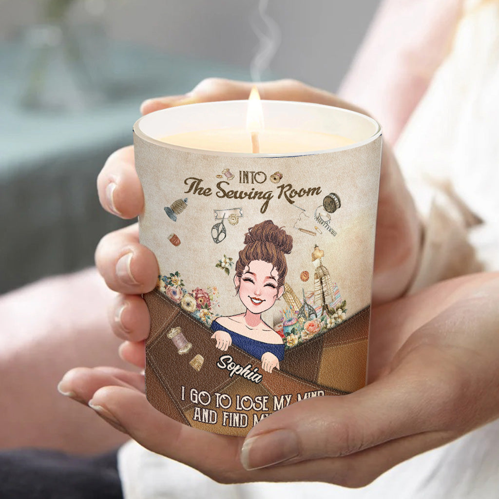 Et me voilà partie dans mon atelier de couture ! - Bougie de couture personnalisée avec couvercle en bois