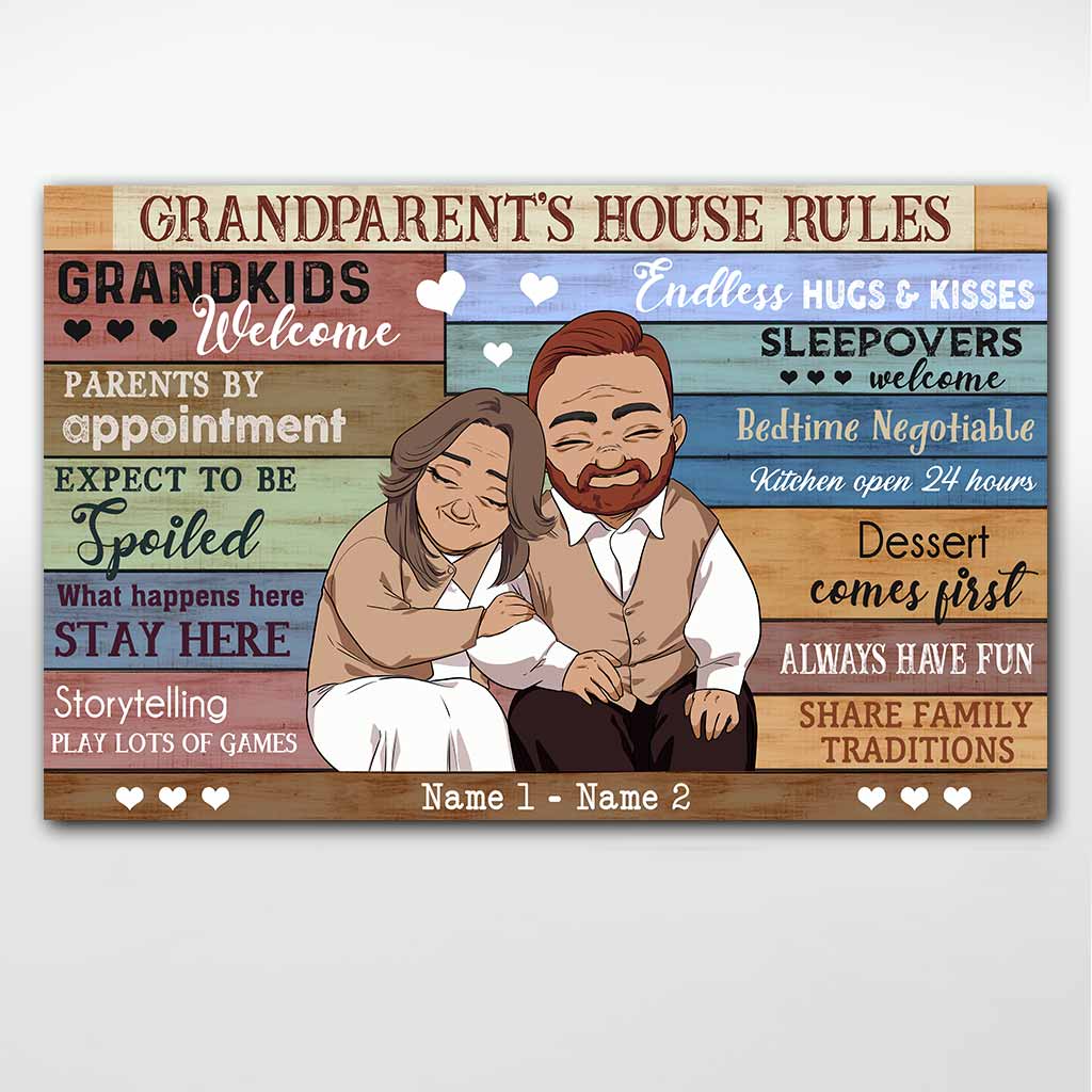 Règles de la maison des grands-parents - Affiche personnalisée pour couples