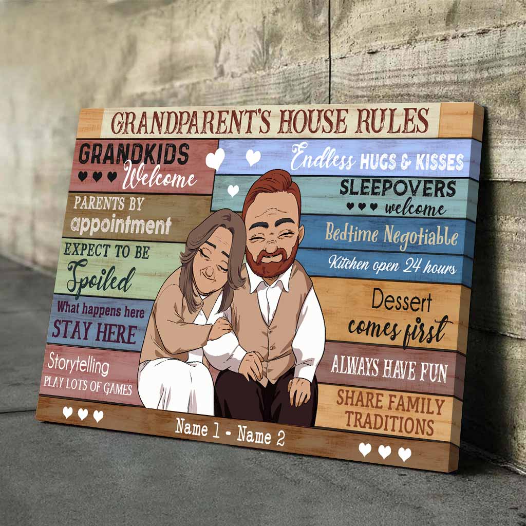 Règles de la maison des grands-parents - Affiche personnalisée pour couples
