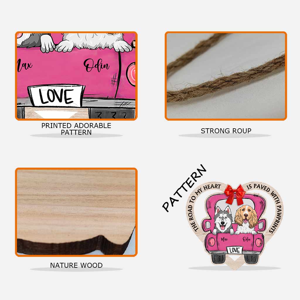 Le chemin de mon cœur est pavé d'empreintes de pattes - Panneau en bois personnalisé pour chien