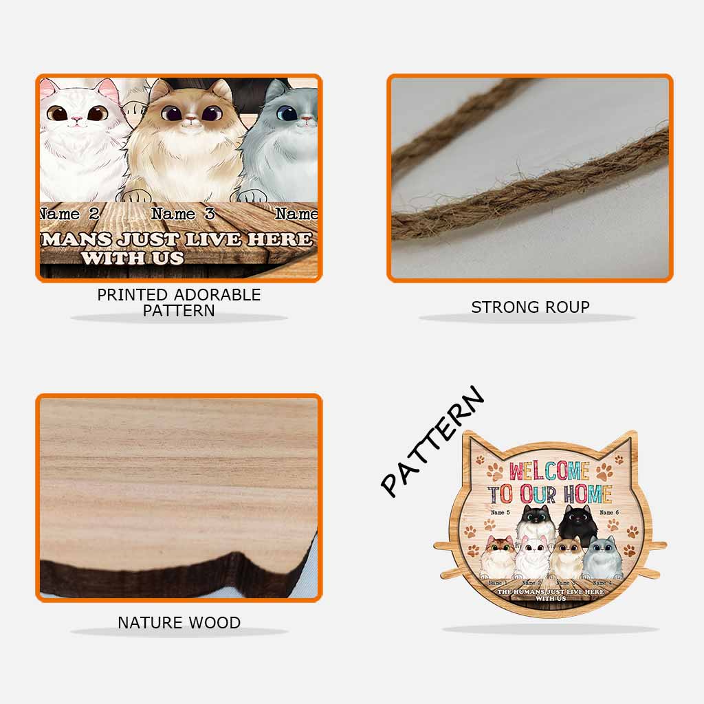 Bienvenue chez nous, les chats ! – Panneau en bois personnalisé pour chats
