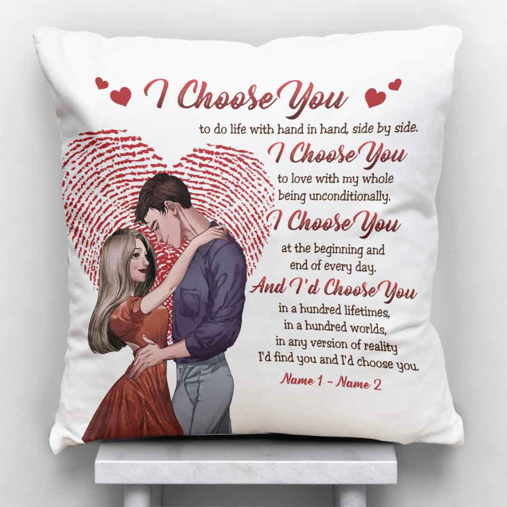 Coussin décoratif personnalisé « Je te choisis, je t'aime » pour couple