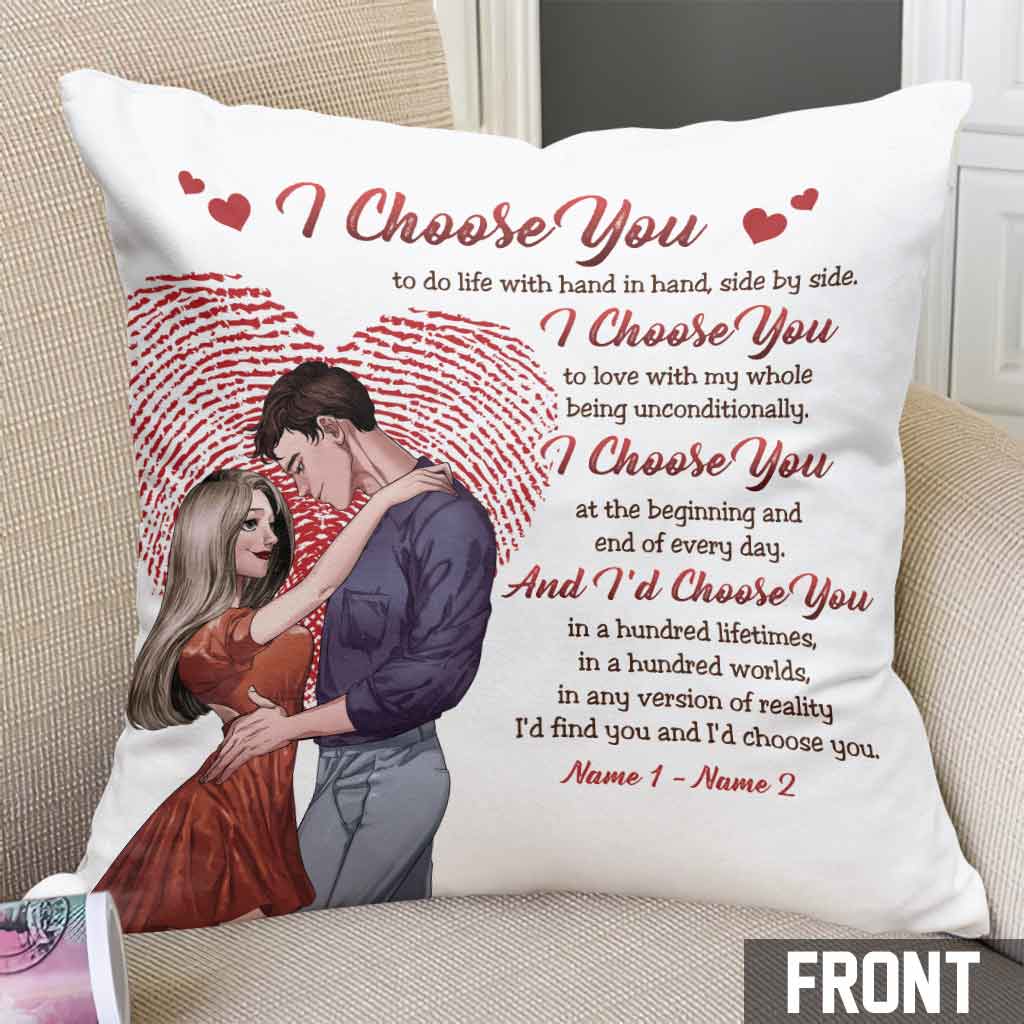 Coussin décoratif personnalisé « Je te choisis, je t'aime » pour couple