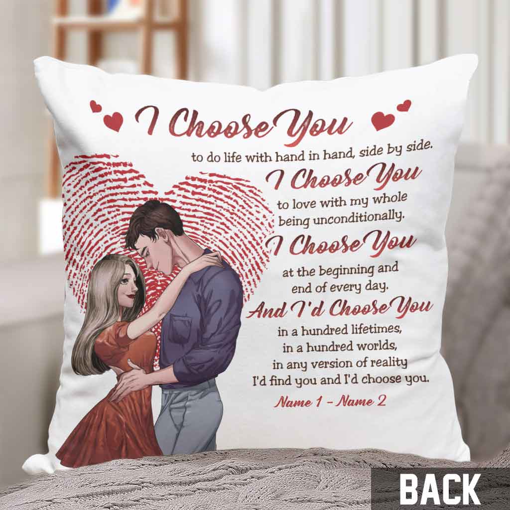 Coussin décoratif personnalisé « Je te choisis, je t'aime » pour couple
