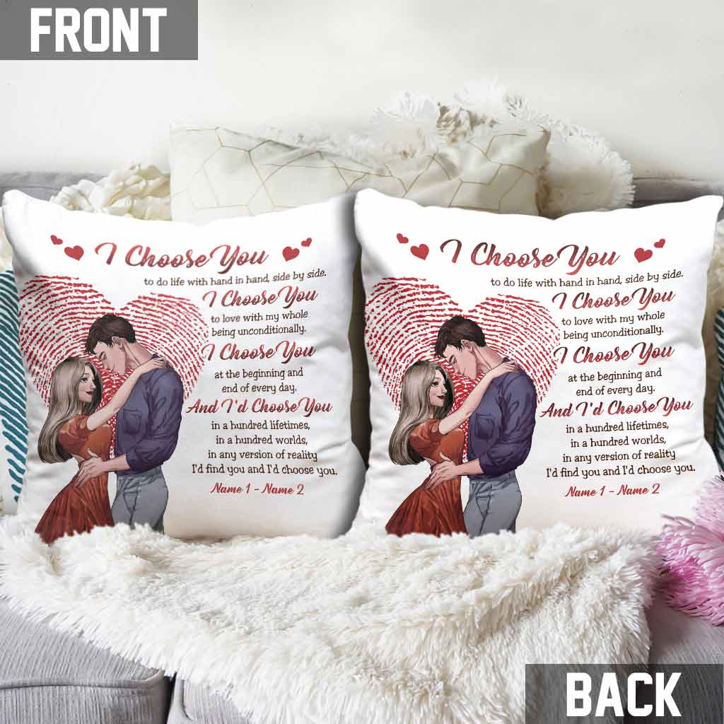Coussin décoratif personnalisé « Je te choisis, je t'aime » pour couple
