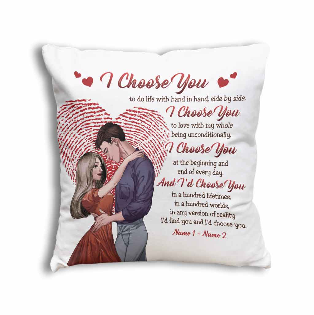 Coussin décoratif personnalisé « Je te choisis, je t'aime » pour couple