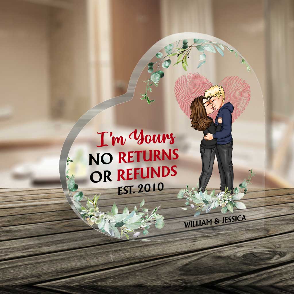 Je t'aime plus - Plaque acrylique personnalisée pour couple - Forme sur mesure