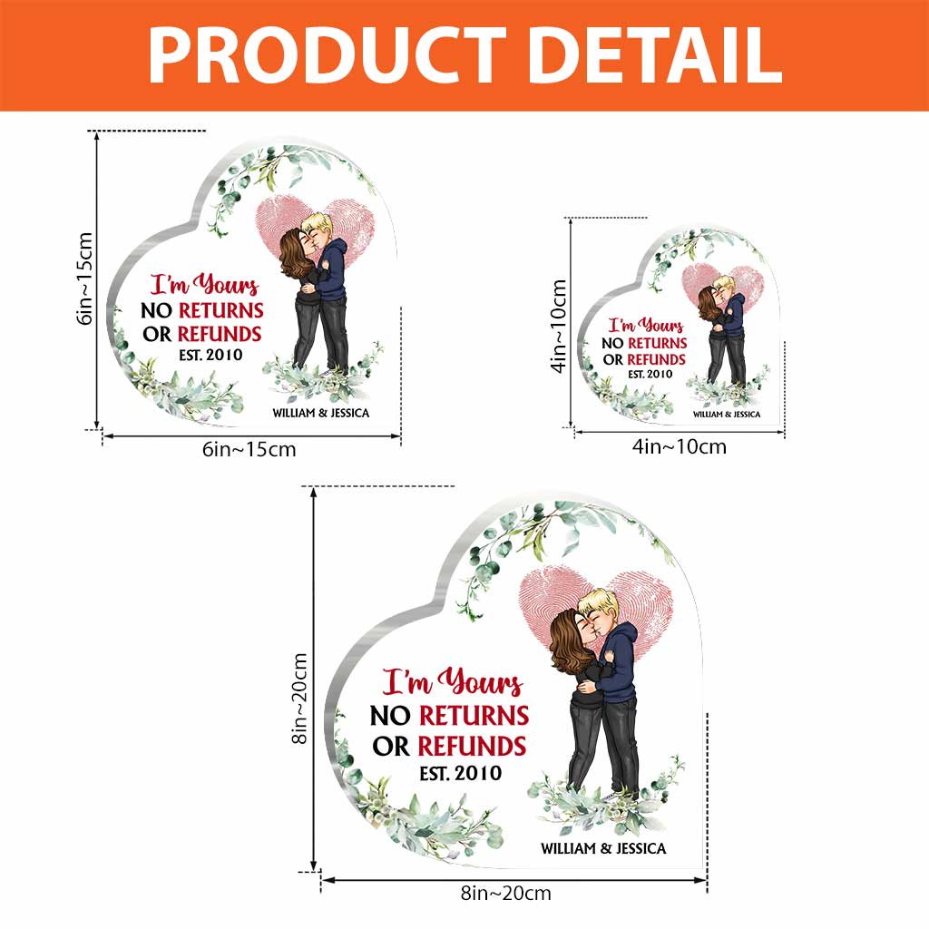 Je t'aime plus - Plaque acrylique personnalisée pour couple - Forme sur mesure