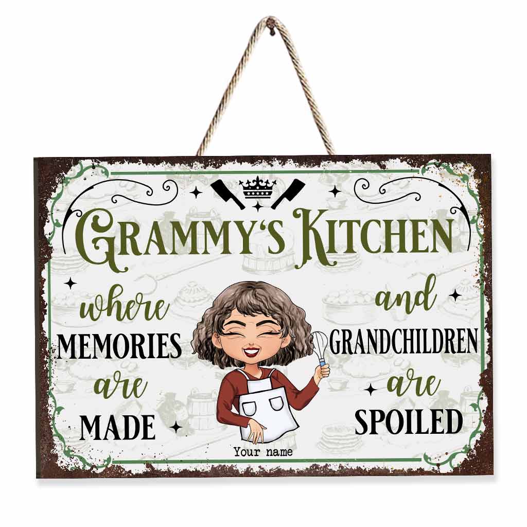 Grandma's Kitchen Where Memories Are Made - Personalized Wood Sign