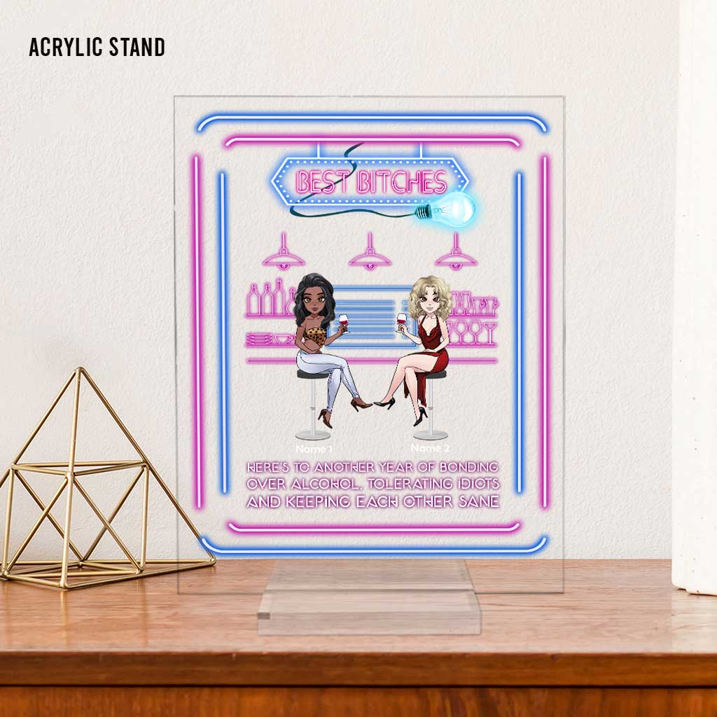 Meilleure amie ivre - Plaque acrylique transparente personnalisée pour meilleure amie