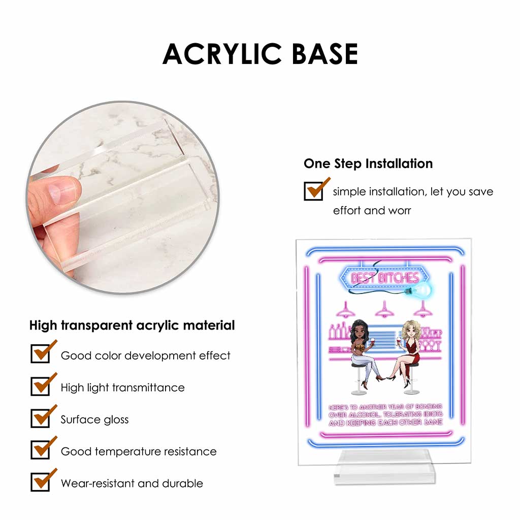 Meilleure amie ivre - Plaque acrylique transparente personnalisée pour meilleure amie