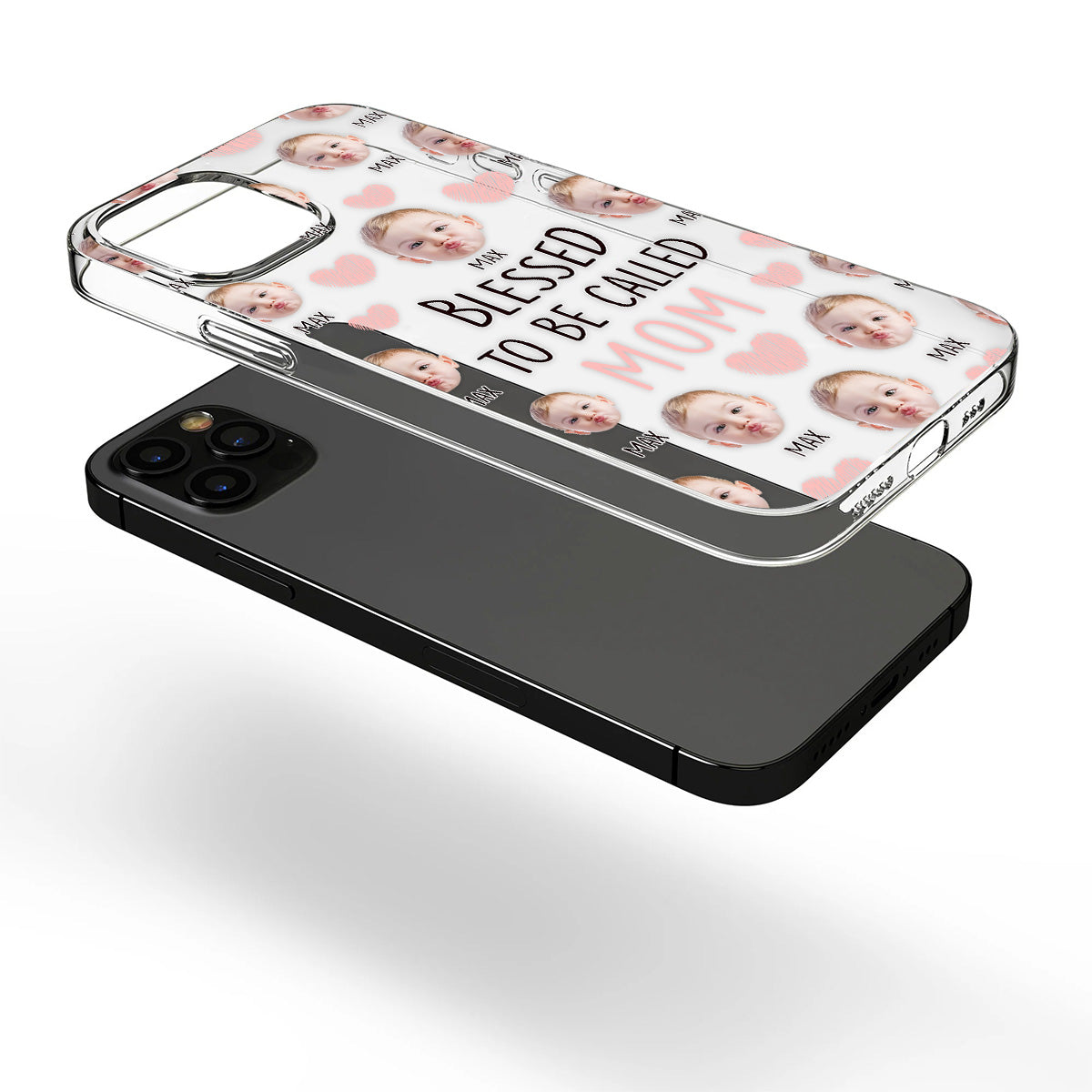 Heureuse d'être maman - Coque de téléphone transparente personnalisée pour maman