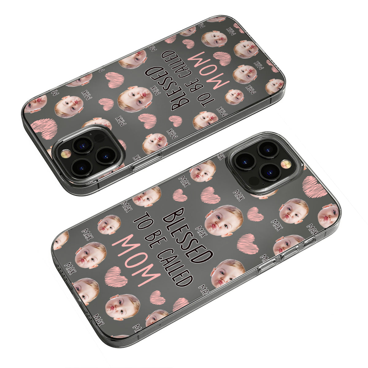 Heureuse d'être maman - Coque de téléphone transparente personnalisée pour maman