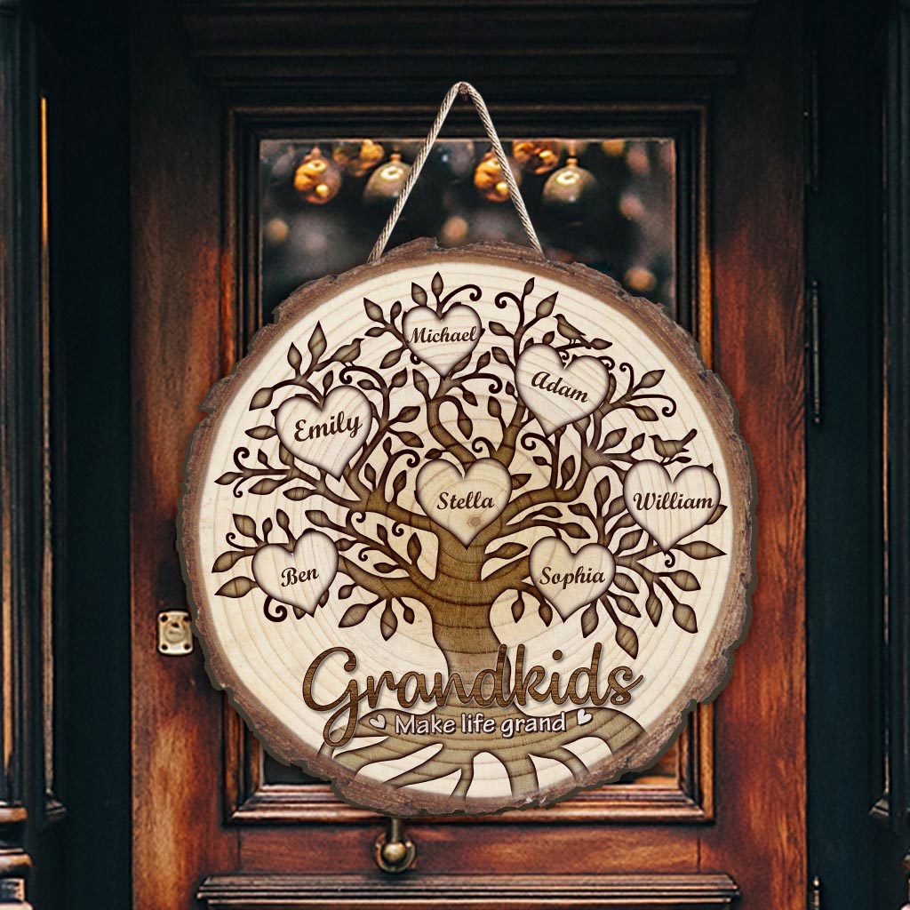 Les petits-enfants embellissent la vie - Panneau en bois personnalisé pour la fête des mères