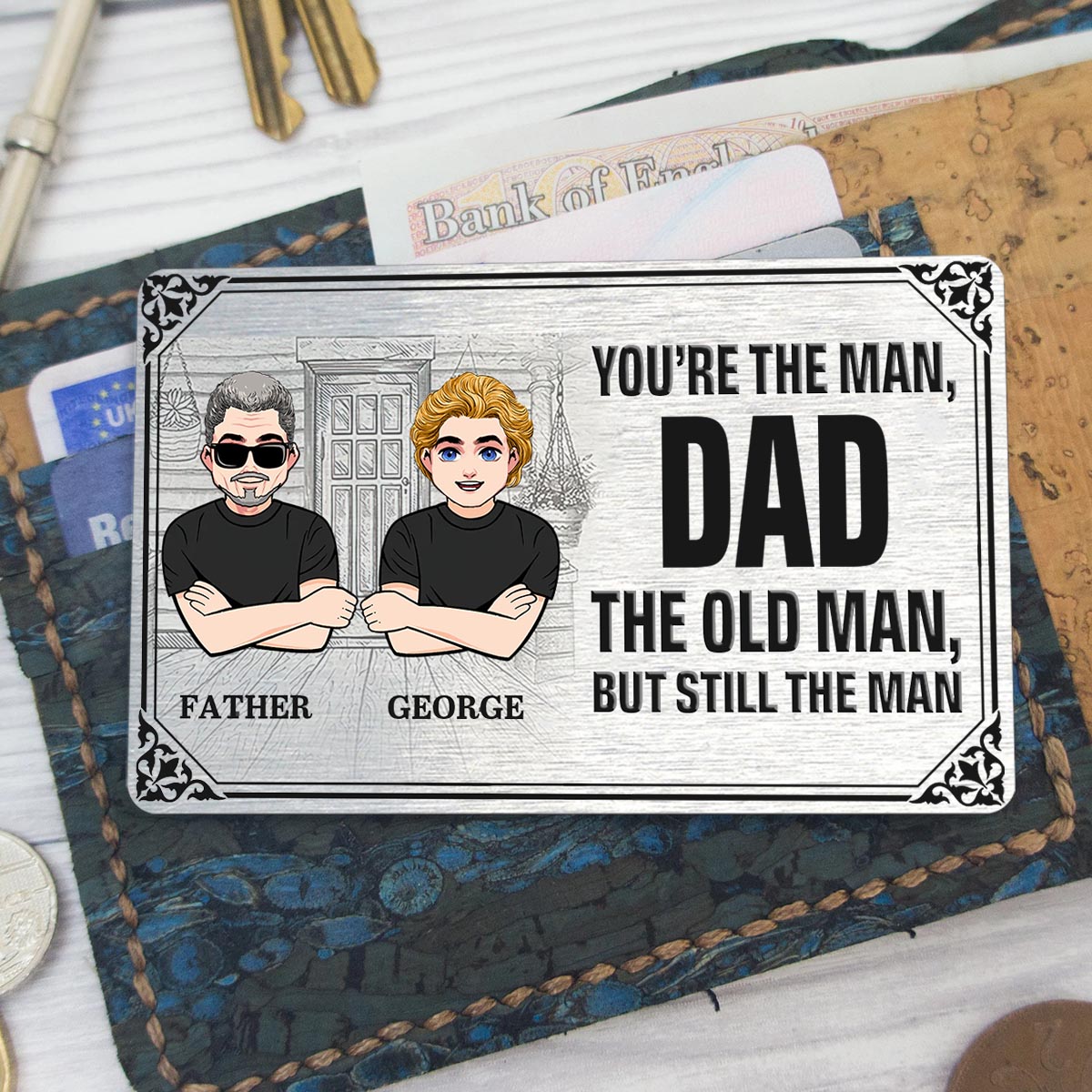 Tu es le meilleur ! – Cadeau pour papa, grand-père, oncle, mari – Carte personnalisée à glisser dans un portefeuille