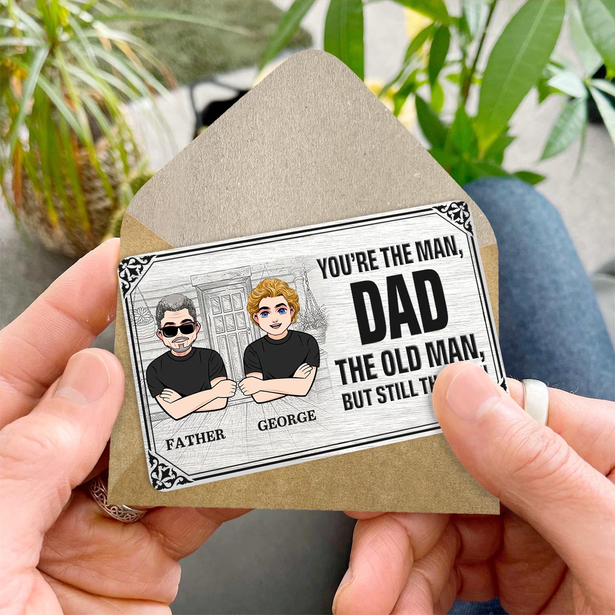 Tu es le meilleur ! – Cadeau pour papa, grand-père, oncle, mari – Carte personnalisée à glisser dans un portefeuille
