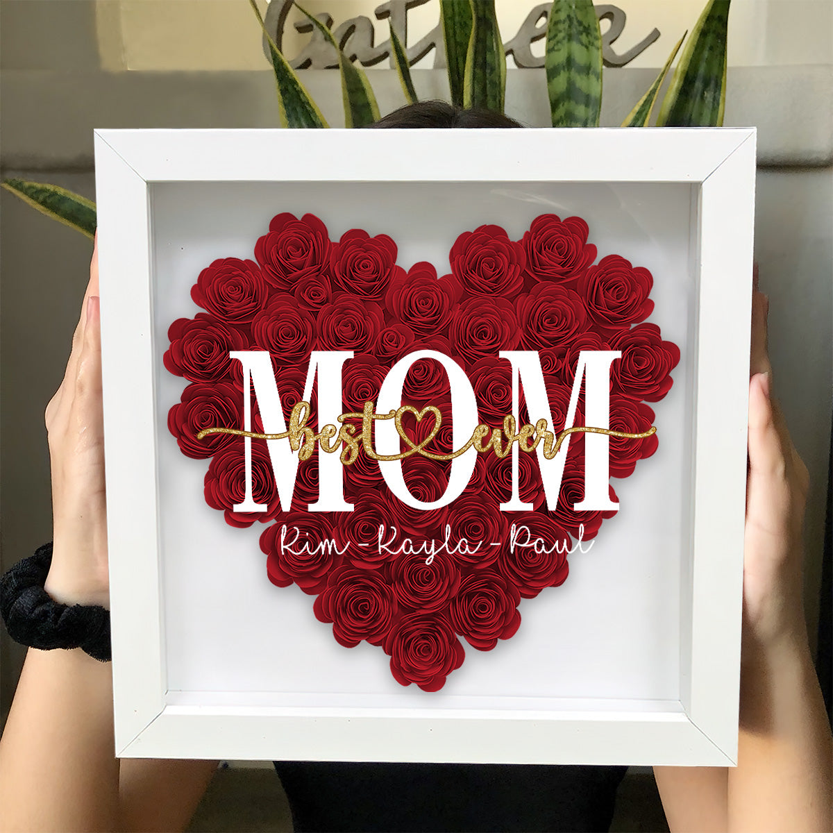 Meilleure maman du monde - Cadeau pour maman, grand-mère, grand-père, papa, tante, sœur - Boîte à fleurs personnalisée