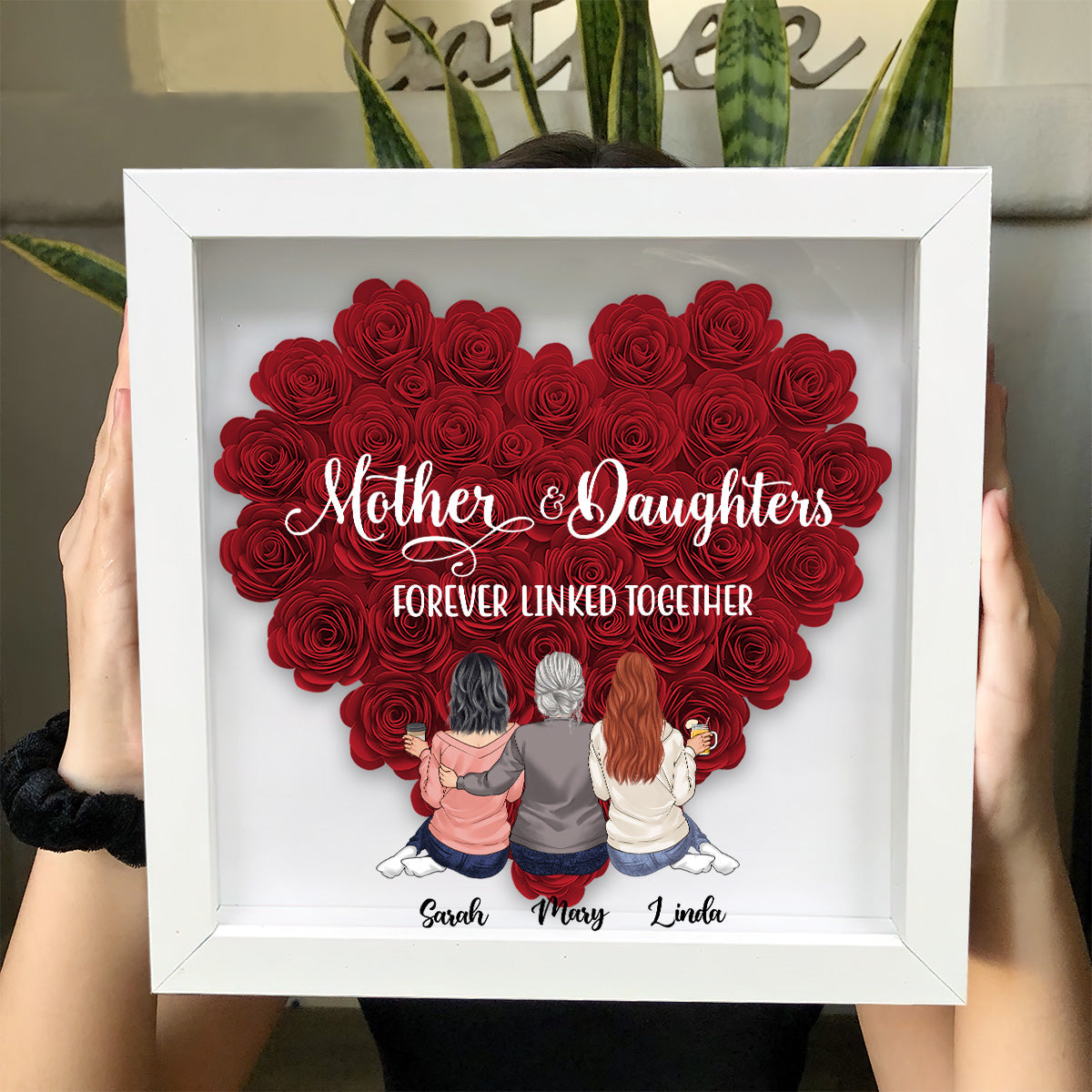 Mère et Filles - Cadeau pour maman, fille, fils - Boîte à fleurs personnalisée
