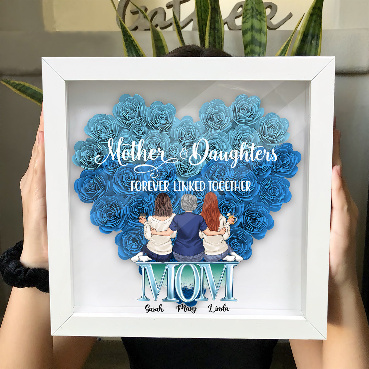 Mère et filles - Boîte à souvenirs florale personnalisée pour la mère