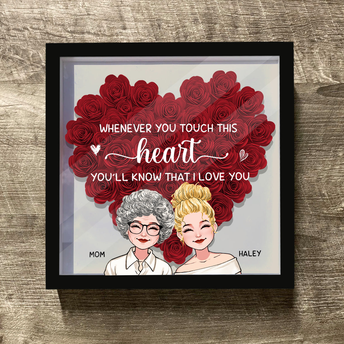 Whenever You Touch - Personalized Mother Flower Shadow Box