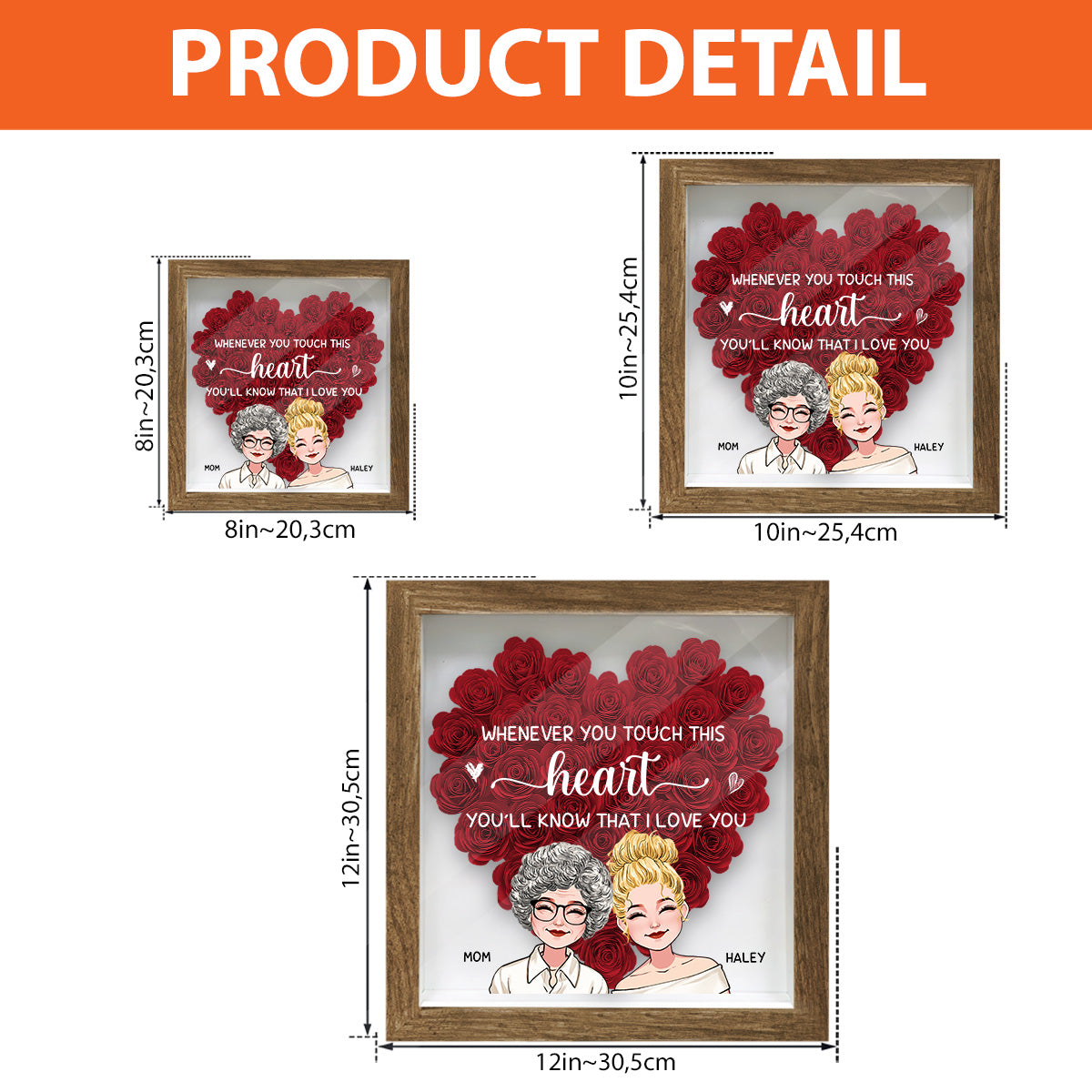 Whenever You Touch - Personalized Mother Flower Shadow Box