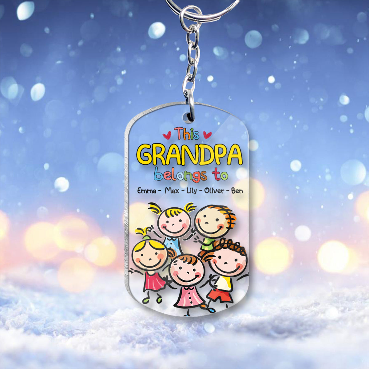 Ce porte-clés personnalisé « Ce grand-père appartient à » - Cadeau pour grand-père, grand-mère, maman, papa, oncle, tante, frère, sœur