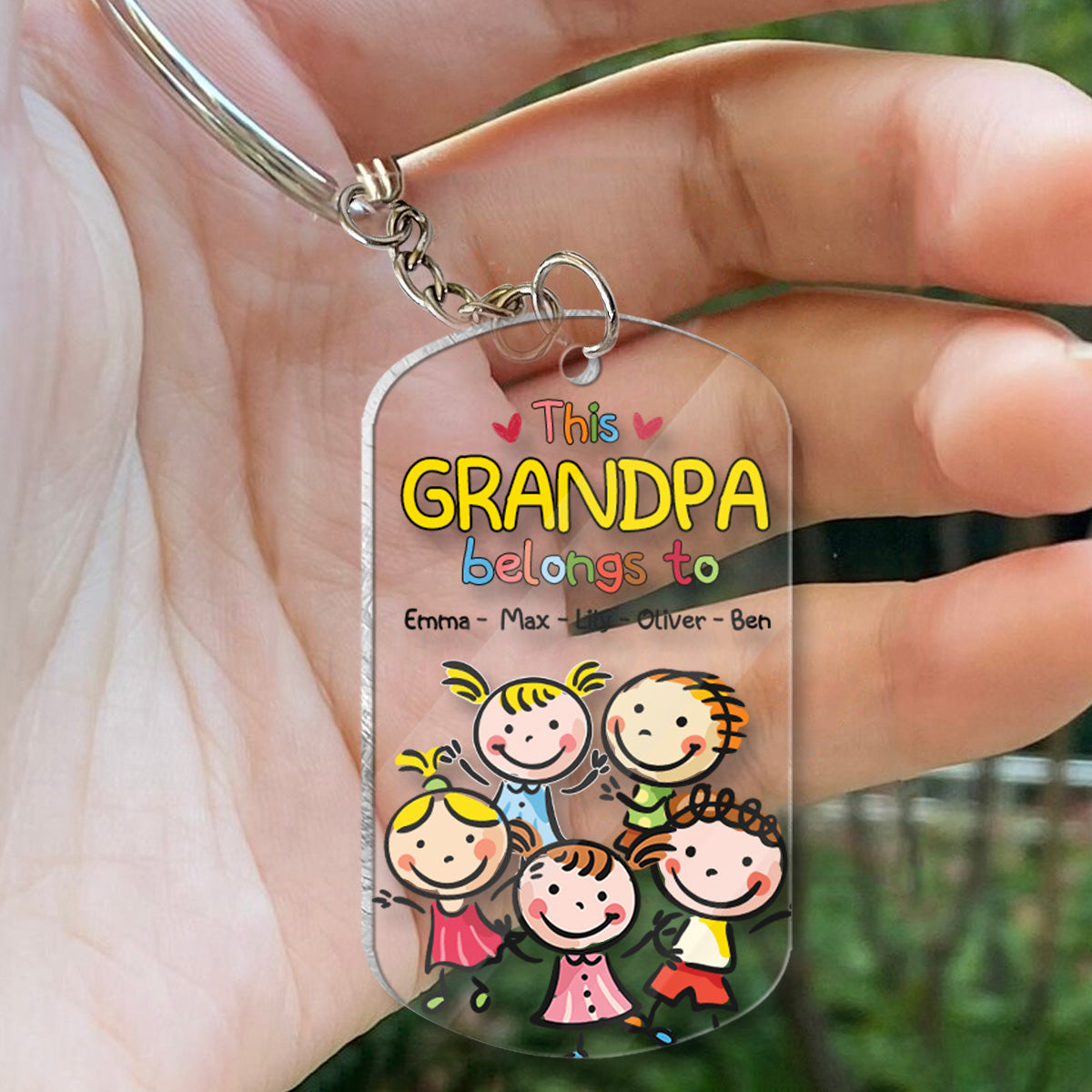Ce porte-clés personnalisé « Ce grand-père appartient à » - Cadeau pour grand-père, grand-mère, maman, papa, oncle, tante, frère, sœur