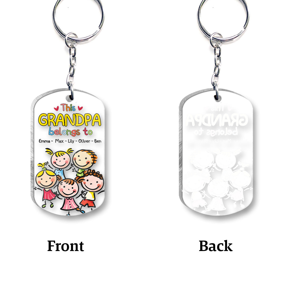 Ce porte-clés personnalisé « Ce grand-père appartient à » - Cadeau pour grand-père, grand-mère, maman, papa, oncle, tante, frère, sœur