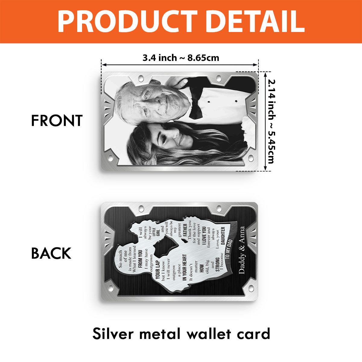 À mon papa - Carte personnalisée à insérer dans le portefeuille.