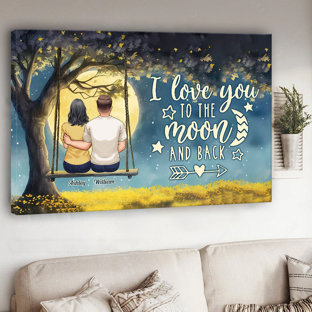 Aller et revenir sur la Lune - Toile et affiche personnalisées pour couples