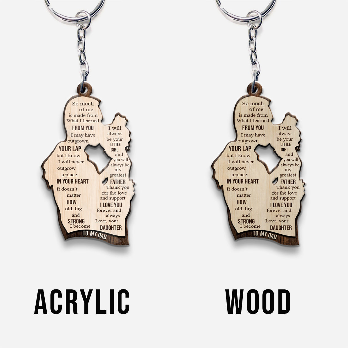 To My Dad - Personalized Father Keychain (Printed On Both Sides)