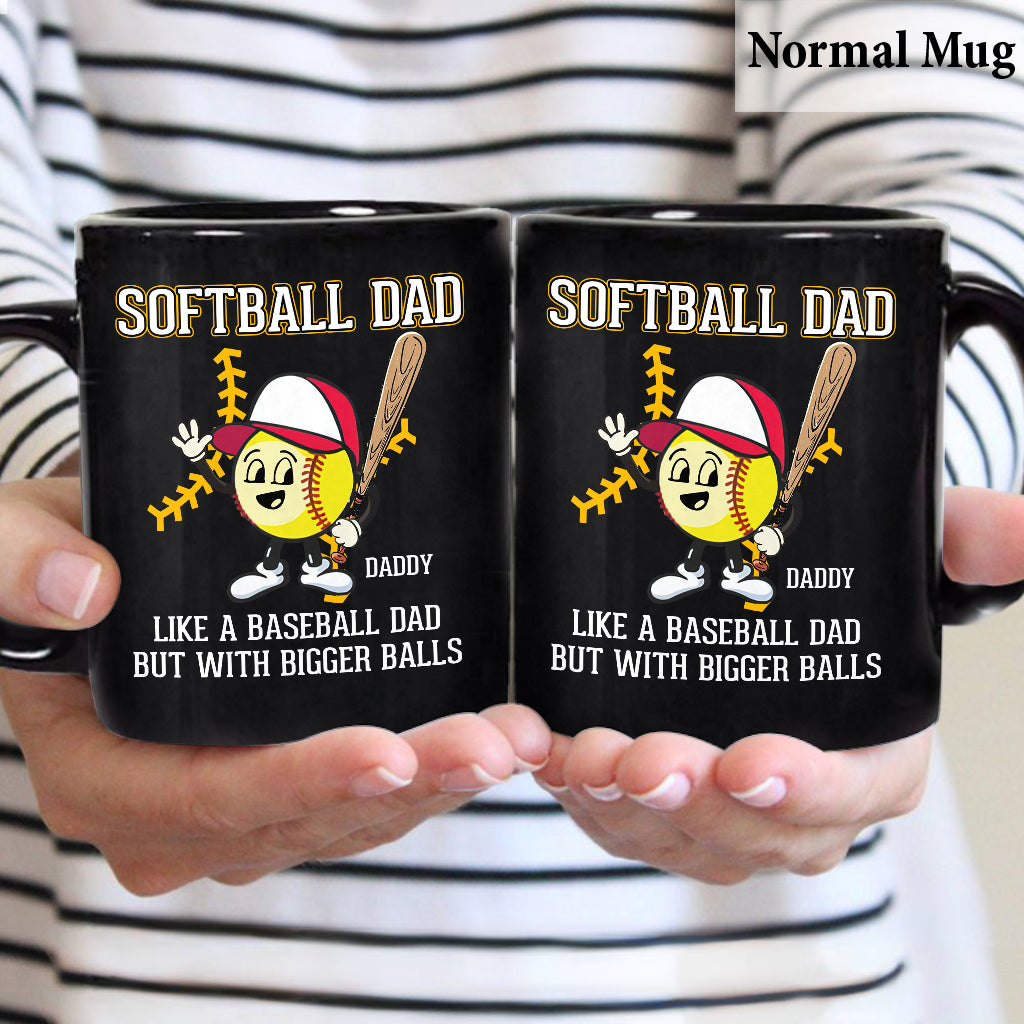 Papa de softball, comme un papa de baseball, mais avec des balles plus grosses ! – Mug de softball personnalisé